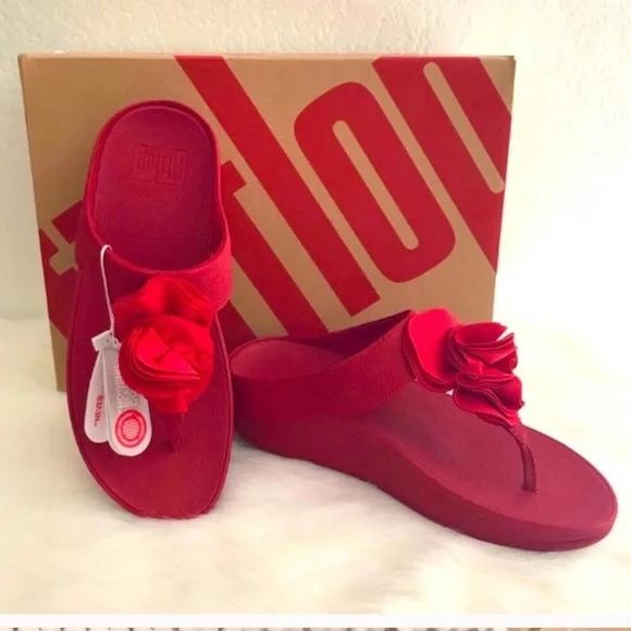Fitflop Shoes Fitflop Cherry Red Florrie Flower Sandals